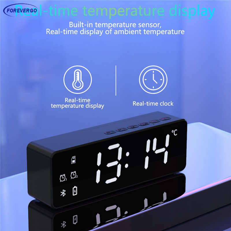 Loa Bluetooth Không Dây Tích Hợp Đồng Hồ Báo Thức Hỗ Trợ Thẻ Nhớ Tf