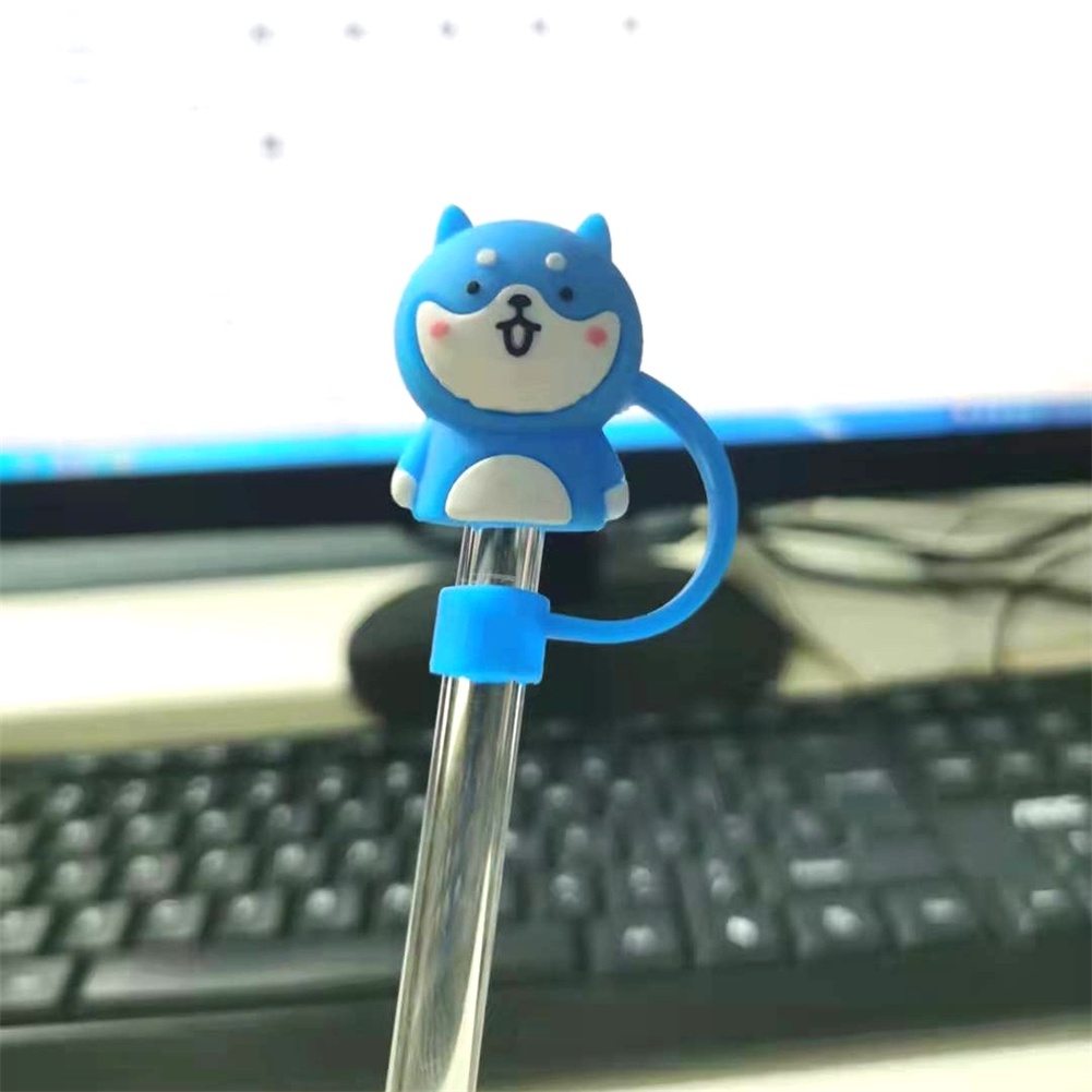 Nắp đậy ống hút silicone thiết kế hoạt hình đáng yêu bảo vệ chống bụi bẩn không bao gồm ống hút