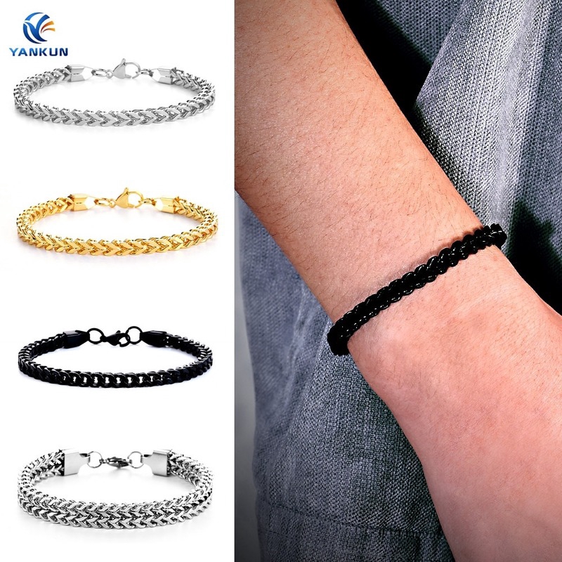 Vòng đeo tay dạng dây xích bằng thép không gỉ cá tính thời trang