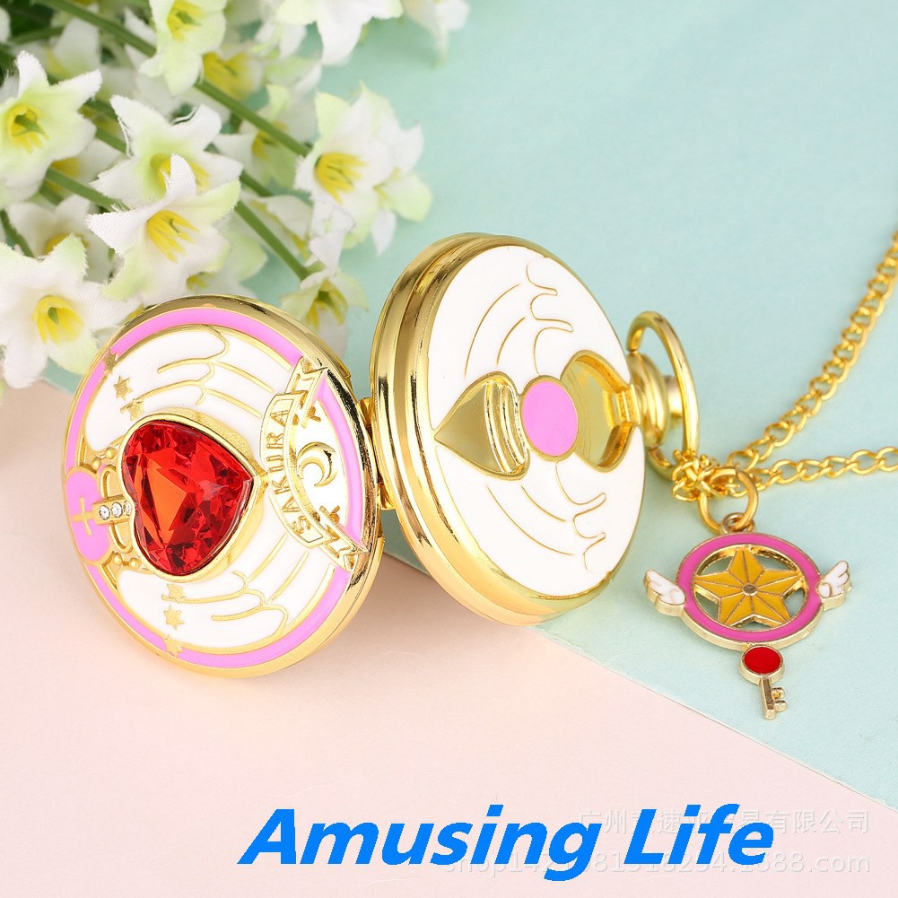 Quartz Pocket Watch Sakura Tình Yêu Với Đồng Hồ Bỏ Túi Cộng Với Phụ Kiện Nhật Bản Phim Hoạt Hình Cô Gái Sinh Viên Trái T