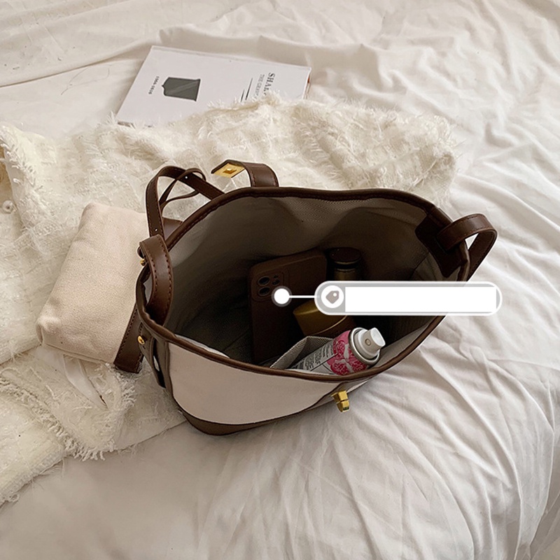 IELGY Women's Casual Colorblock Canvas Messenger Bucket Bag