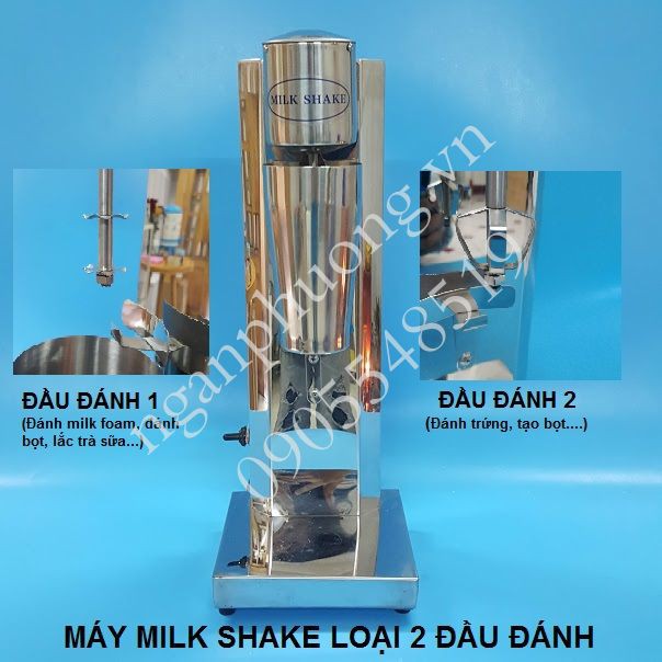 Máy đánh bọt sữa, lắc trà sữa milkshake 2 đầu đánh