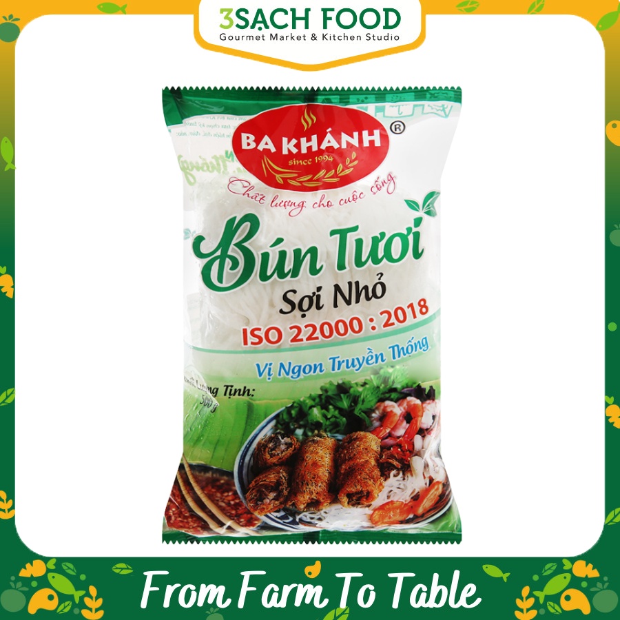 Bún Tươi Sợi Nhỏ Ba Khánh - 500g/gói