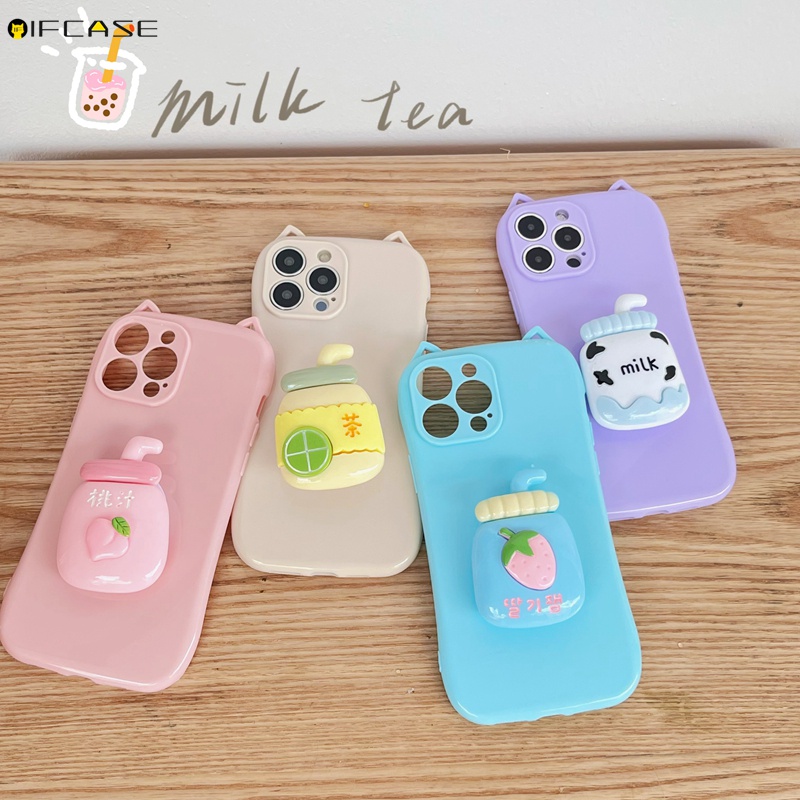 Ốp Điện Thoại Họa Tiết Hộp Sữa Trái Cây Hoạt Hình Cho iPhone 7 8 6 6s Plus