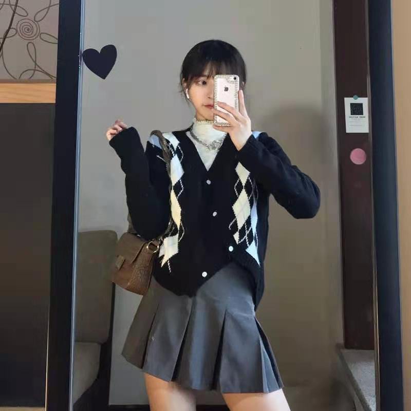 COZOK Áo cardigan dệt kim tay dài dáng rộng thời trang dễ phối đồ