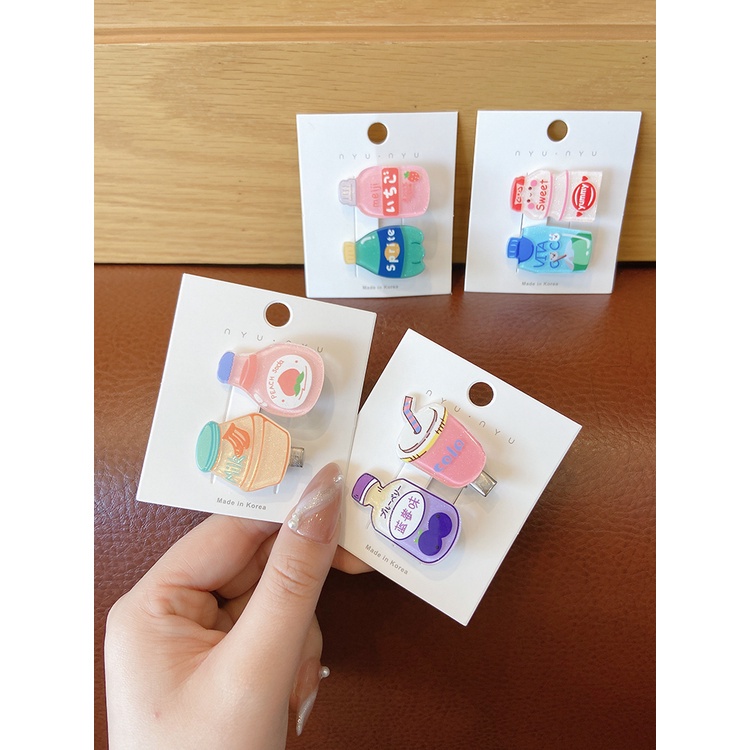 Set 10 Kẹp Tóc Hình Chai Nước Hoạt Hình Xinh Xắn Cho Nữ