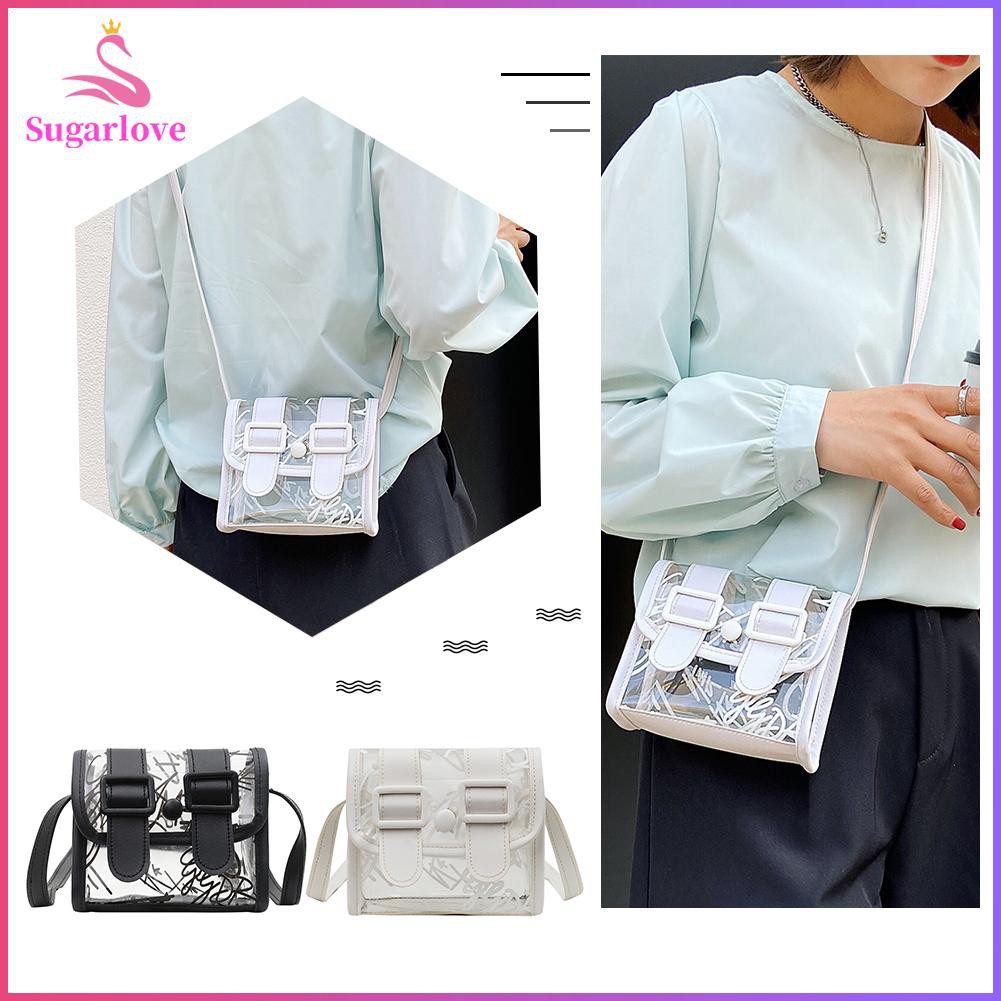 Beautiful❤SGWomen Transparent Graffiti Print Shoulder Bag Casual Mini Handbag