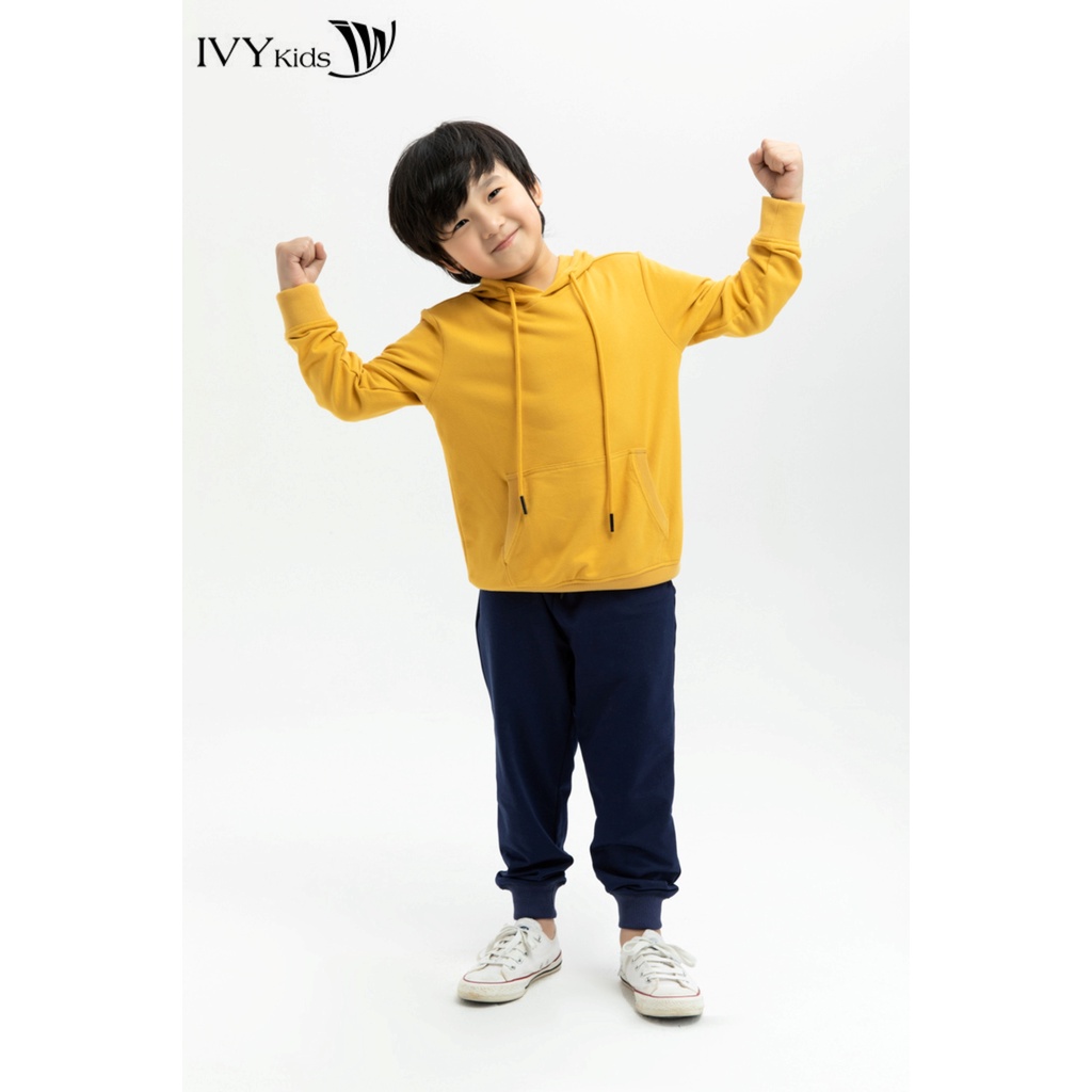 Áo hoodie trơn bé trai IVY moda MS 59K1185
