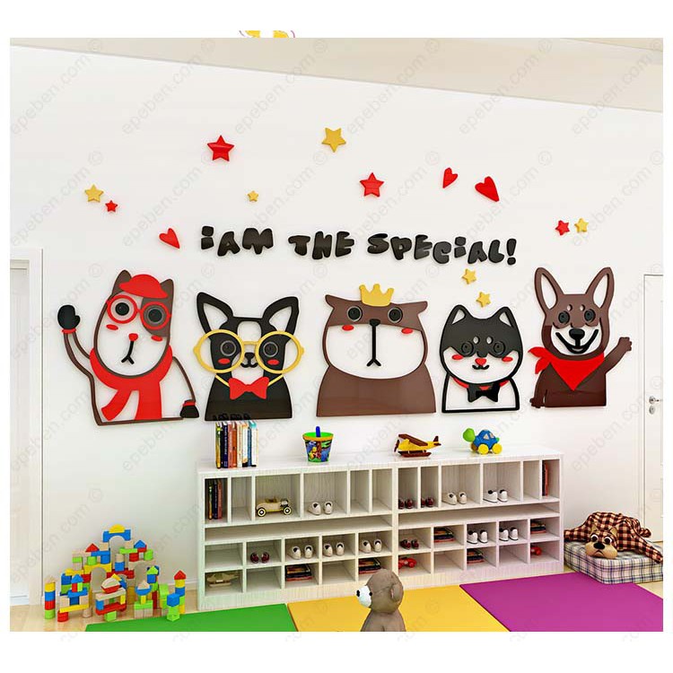 Tranh dán tường mica 3d decor khổ lớn tôi khác biệt trang trí mầm non, phòng cho bé Nhiều Size - EPeBen