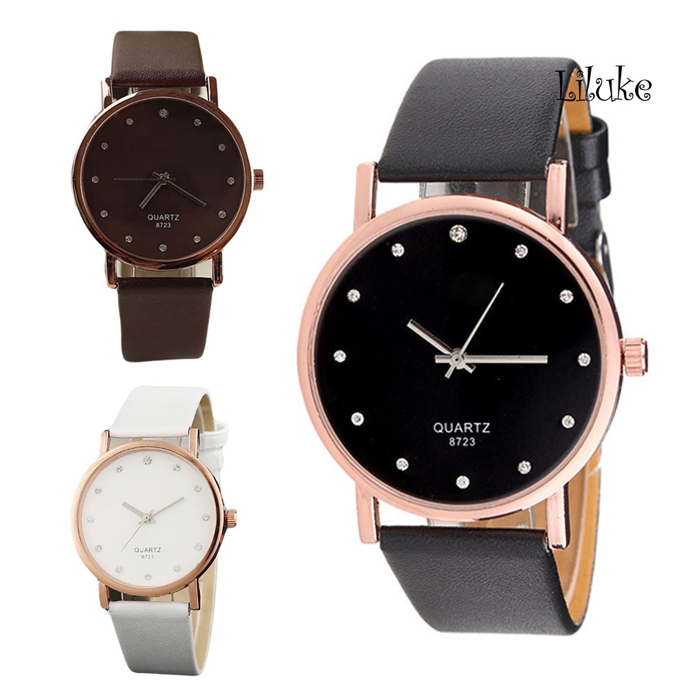 Đồng Hồ Đeo Tay Dây Giả Da Đính Đá Thời Trang Xinh Xắn Cho Nữ