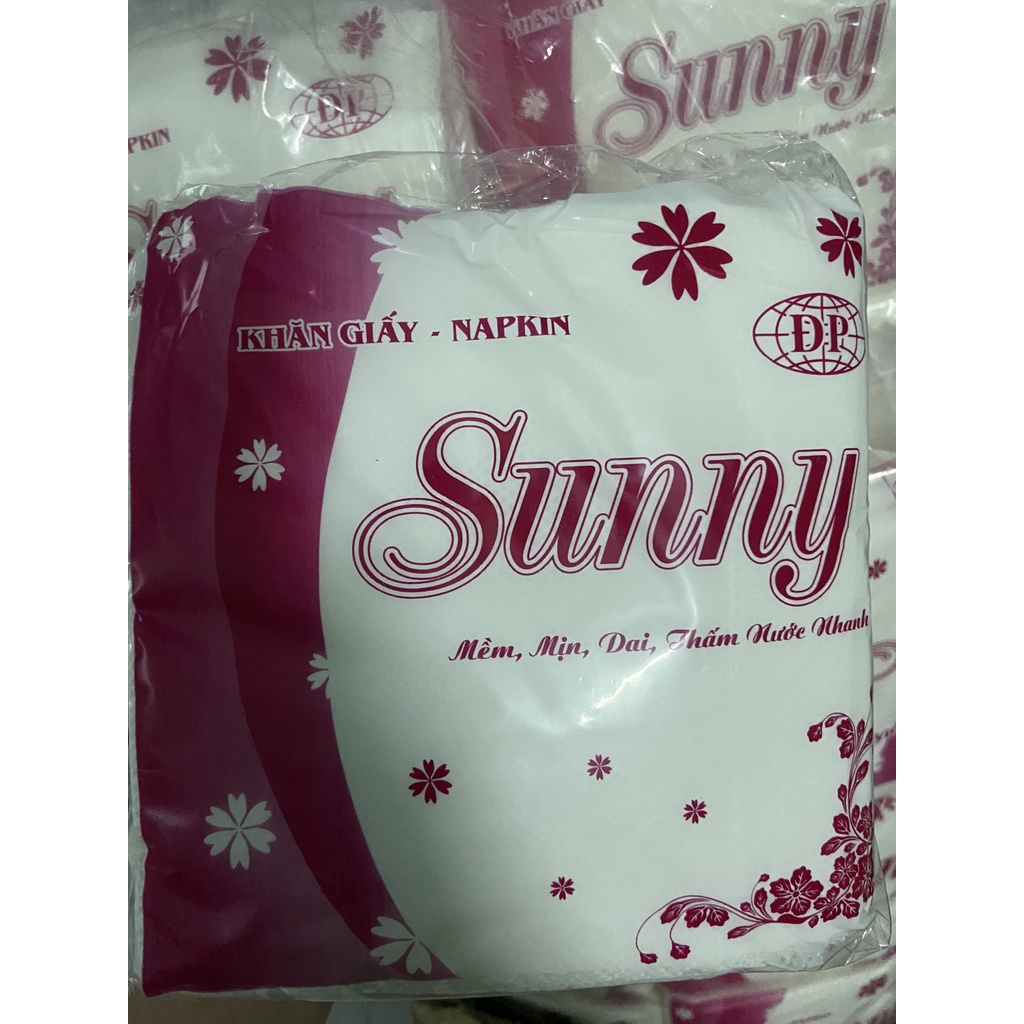 KHĂN GIẤY NAPKIN- Giấy vuông SUNNY MỀM DAI MỊN THẤM NƯỚC NHANH