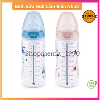 Bình sữa báo nóng Nuk premium, bình sữa cảm biến nhiệt Nuk nhựa PP 150ml, 300 ml