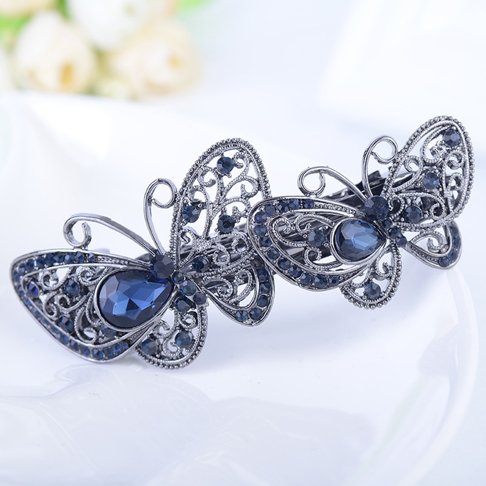 Kẹp tóc họa tiết bướm đính đá thanh lịch sang trọng