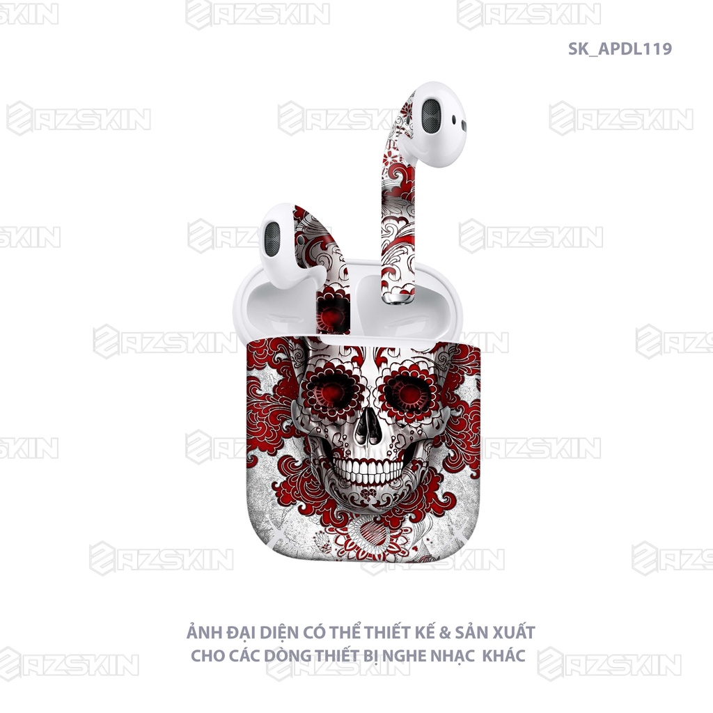 Miếng Dán Skin Airpod 1/2/Pro Thiết Kế Hình Skull |SK_APDL119| Cắt Sẵn Khuôn Chuẩn Kích Thước, Tự Dán Dễ Tại Nhà