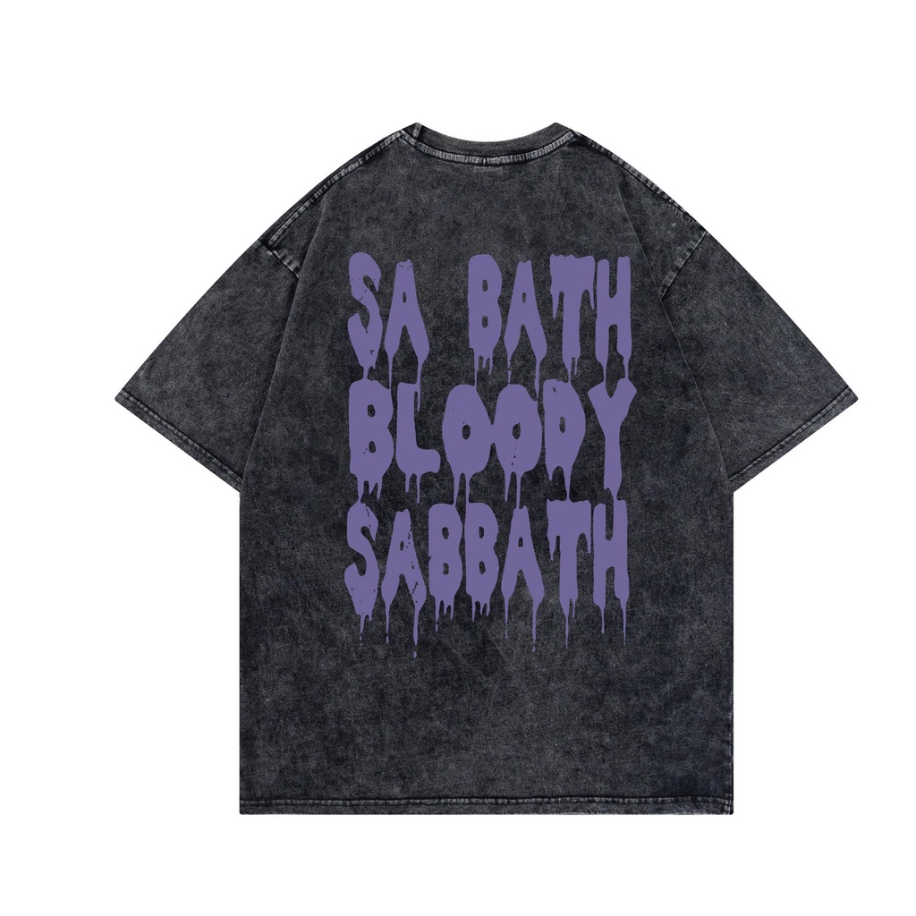 Áo wash ATHANOR 100%cotton form rộng tay lỡ mẫu Black Sabbat loang xám