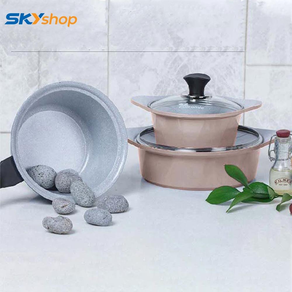 Bộ 4 Nồi Chống Dinh Đáy Từ ECORAMIC PASIH4 - Hàng Chính Hãng