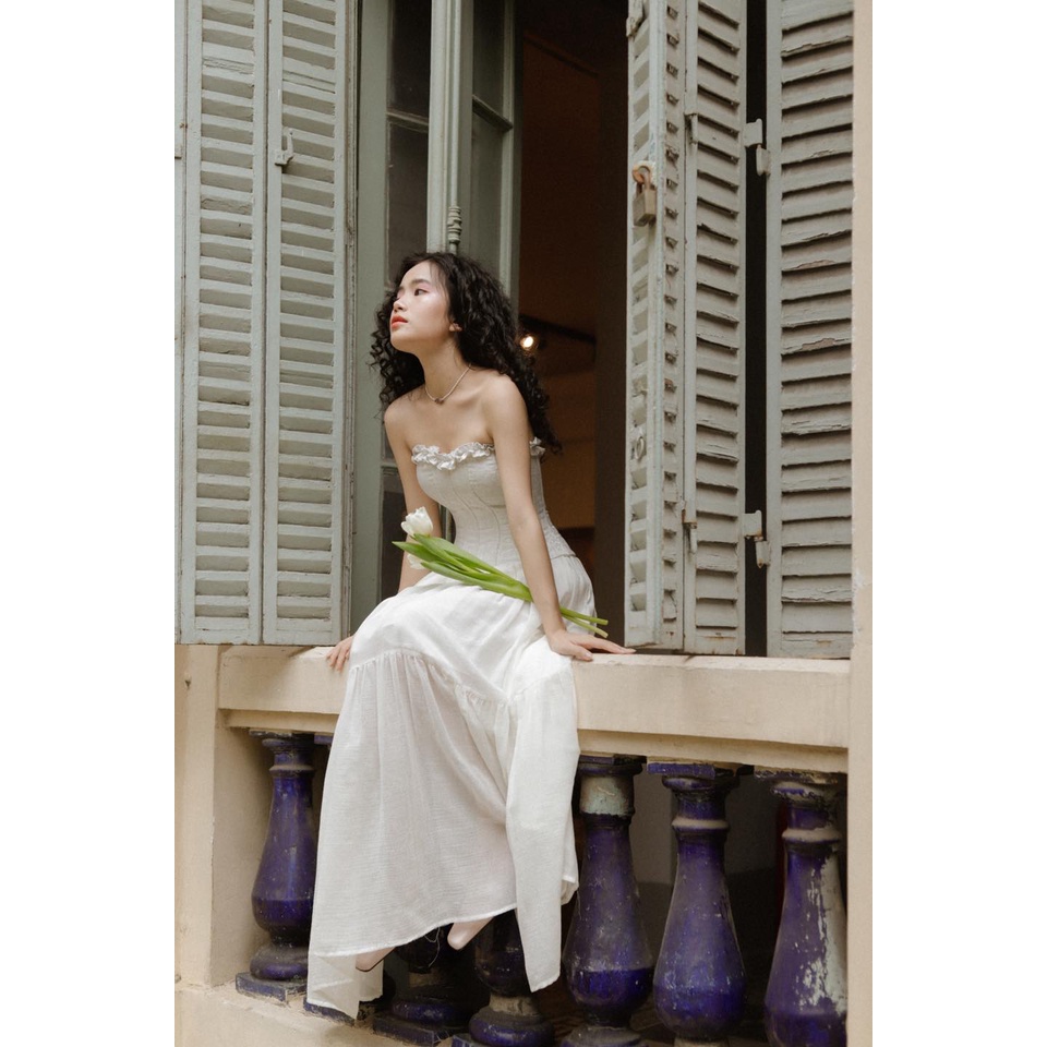 Chân váy xoè kiểu nữ The Country Muse skirt vải linen tơ