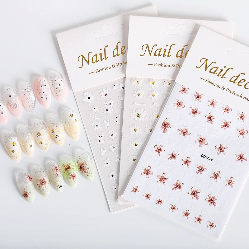 Sticker 3d dán móng tay nail mẫu hình hoa trang trí nail