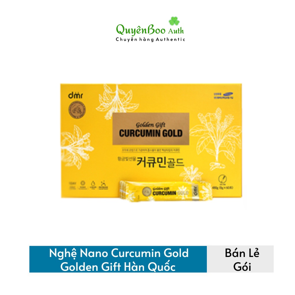 Nghệ Nano Curcumin Golden Gift Hàn Quốc Hộp 60 Gói - Tinh Chất Nghệ Vàng, Hỗ Trợ Dạ Dày, Đẹp Da, Tăng Cường Sức Khỏe