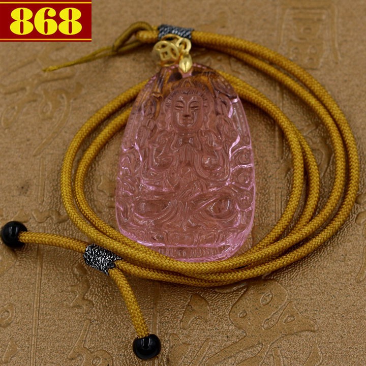 Mặt dây chuyền Phật bản mệnh Thiên Thủ Thiên Nhãn hồng kèm dây đeo