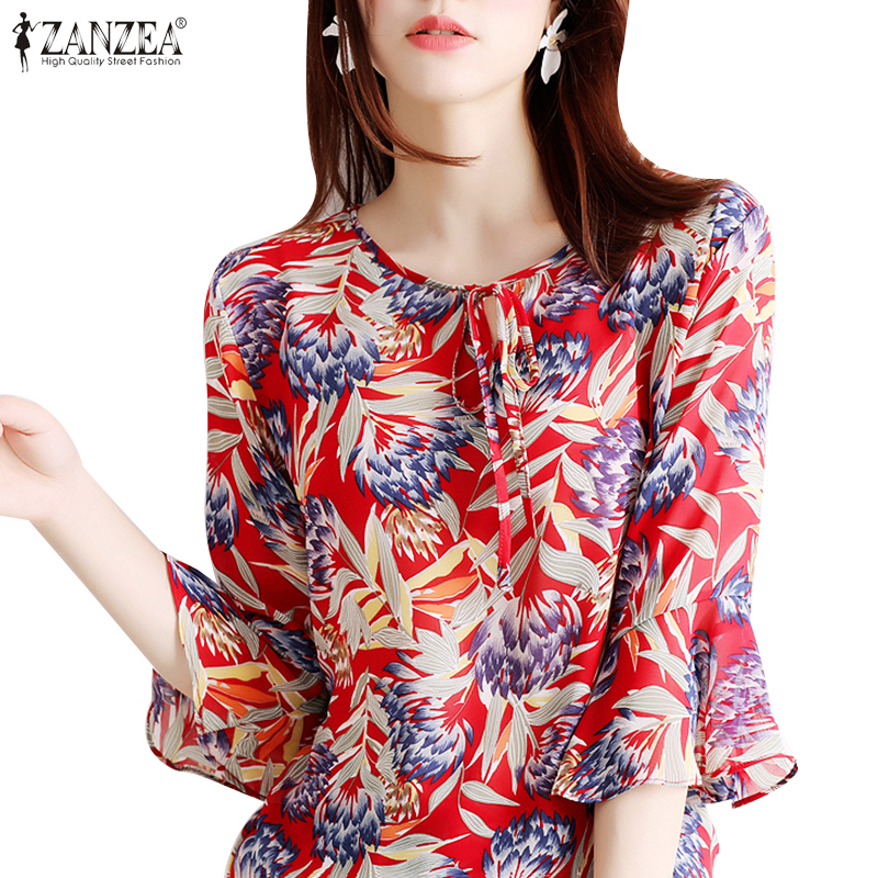Áo Kiểu Tay Lỡ Cổ Tròn Dáng Rộng ZANZEA Thời Trang Hàn Quốc Dành Cho Nữ