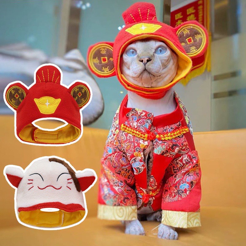 MŨ COSPLAY TẠO HÌNH THẦN TÀI CHO MÈO DƯỚI 8KG SIÊU ĐÁNG YÊU