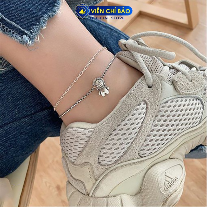 Lắc chân bạc nữ hai dây cá tính chất liệu bạc S925 thời trang phụ kiện trang sức nữ thương hiệu Viễn Chí Bảo L000260