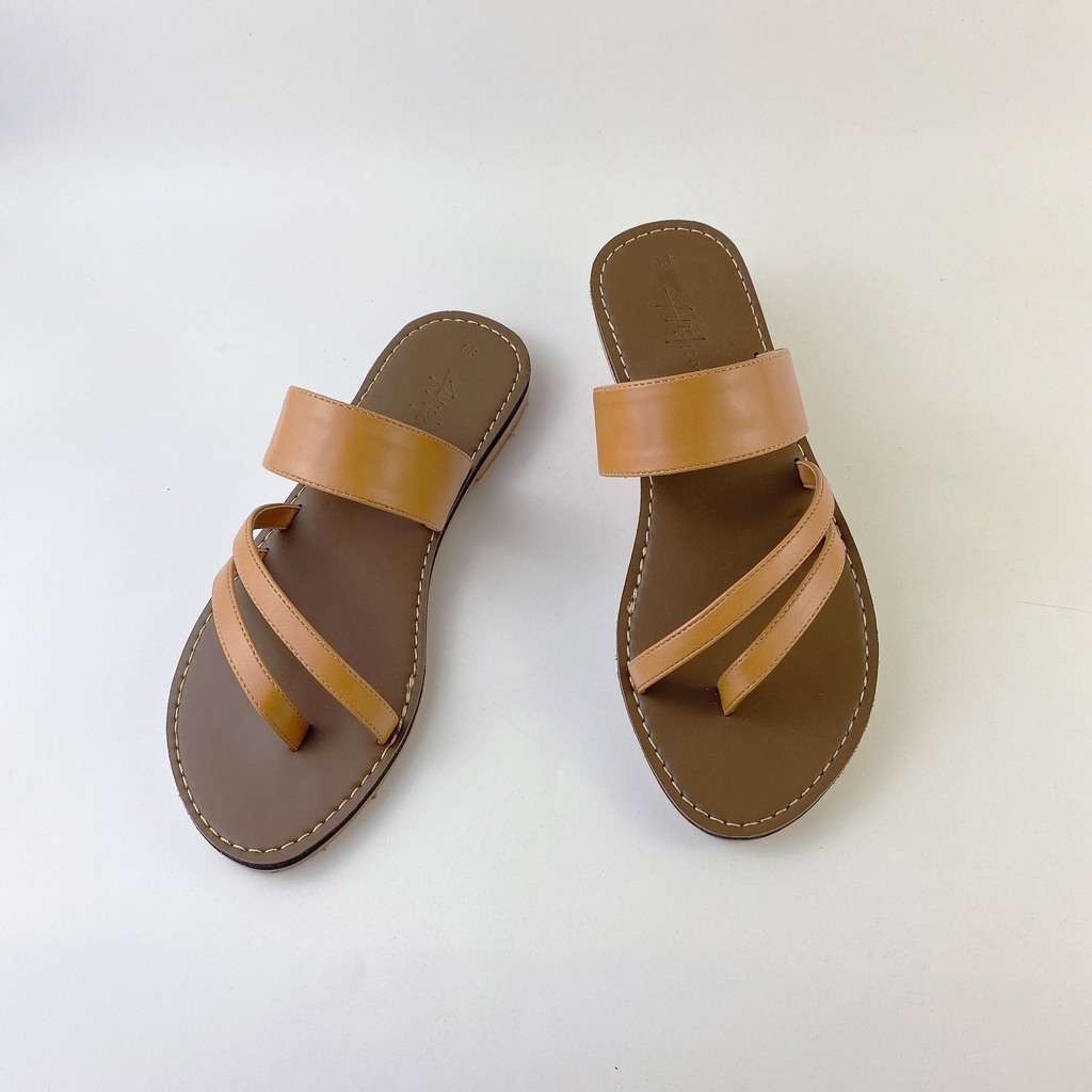 Dép nữ lê thấp dáng sandal đi biển quai ngang xỏ ngón đế bệt dây mảnh cao cấp chính hãng có Bigsize S035