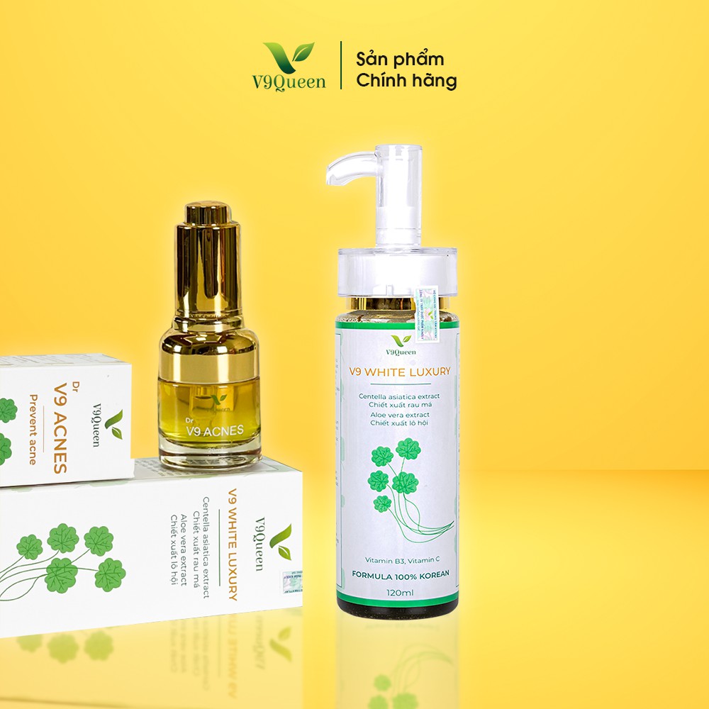 [COMBO] Tinh chất rau má V9Queen, serum giảm mụn 20ml + sữa rửa mặt tạo bọt dịu nhẹ 120ml | BigBuy360 - bigbuy360.vn