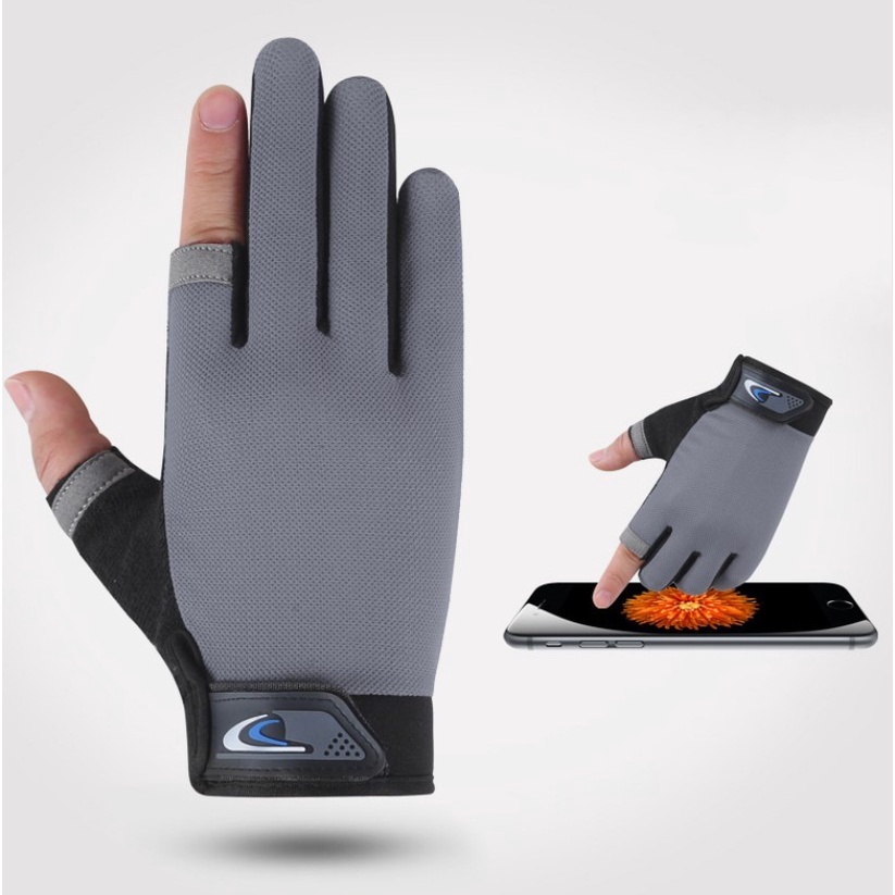 Găng tay bao tay xe máy thể thảo đi phượt cụt 2 ngón ma sát bám chắc vào đồ vật