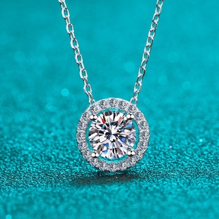 X-091 Bạc 925, vòng cổ moissanite 1 carat, vòng cổ đơn giản kiểu Hàn Quốc