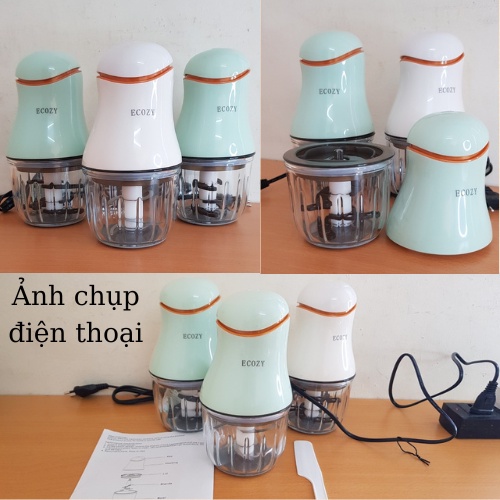 Máy xay mini ECOZY 6 Lưỡi cối thủy tinh máy xay ăn dặm cho bé, xay thịt cháo sinh tố tỏi ớt 300ml