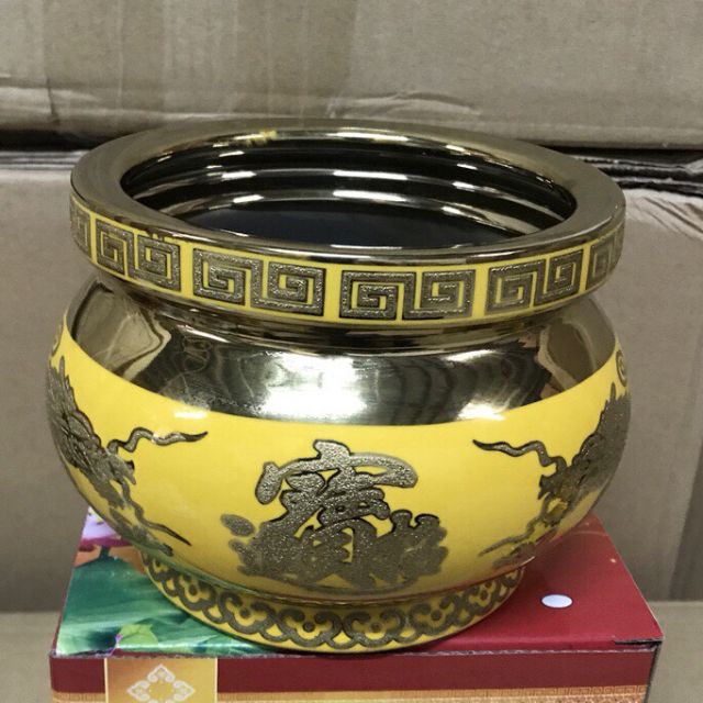 Lư hương 3d rồng vàng