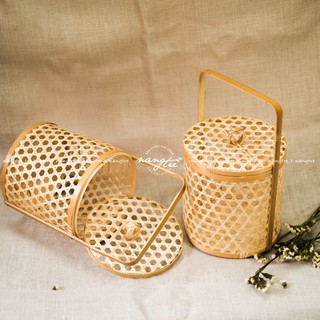 Làn tre đan tròn đựng quà mộc mạc - Thân thiện môi trường
