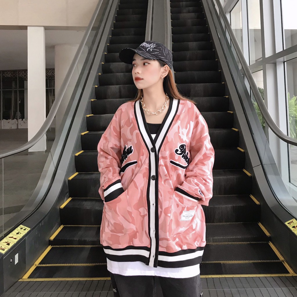 [Mã FAMALLT5 giảm 15% đơn 150k] Áo khoác cardigan YF Camo Pink - UNISEX