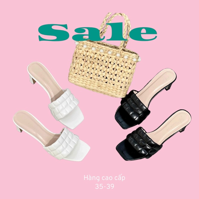 Dép guốc cao gót đế vuông vát 5cm quai ô vuông mẫu mới 2022 mã 664