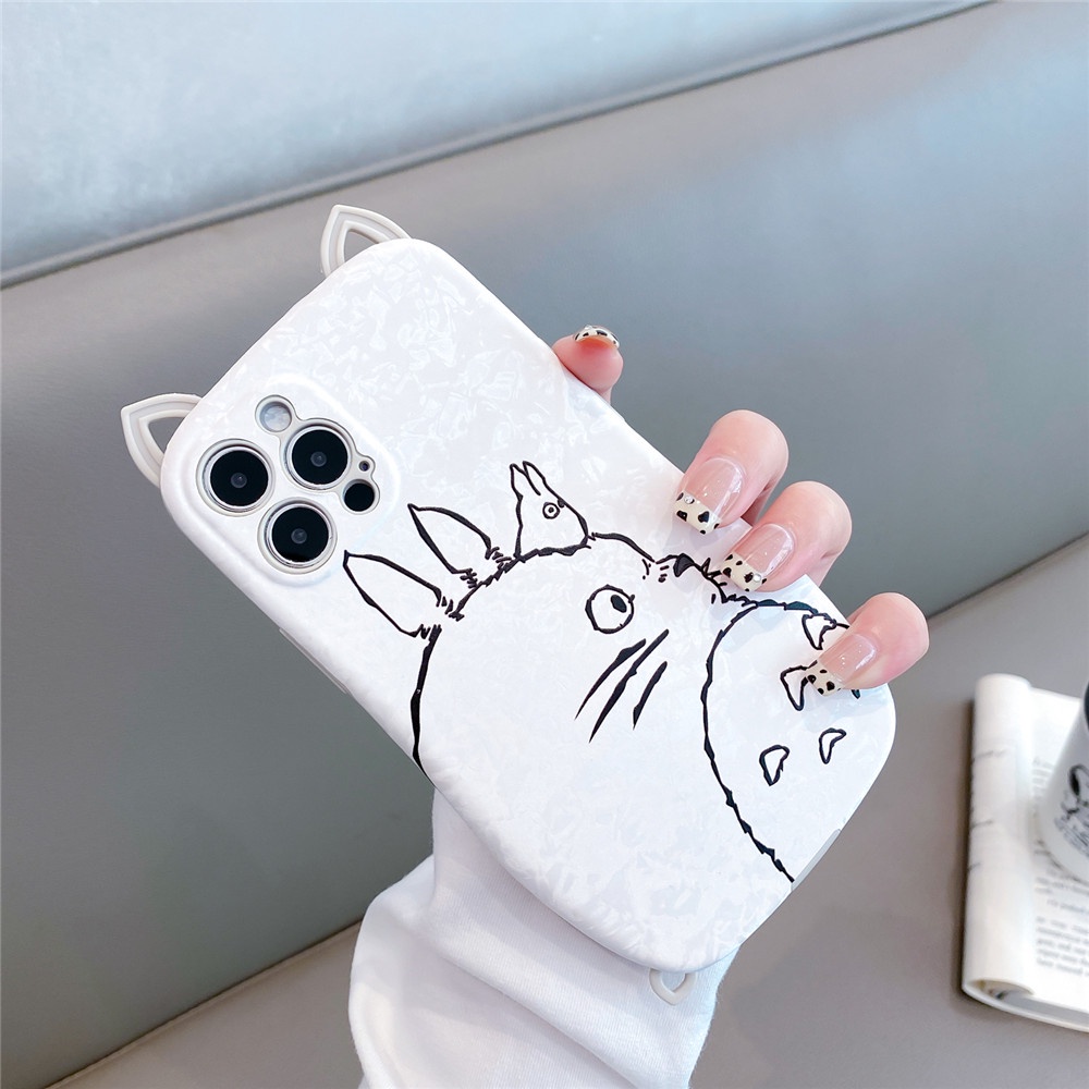 Ốp Điện Thoại TPU Mềm Hình Totoro Tai Mèo 3D Cho iPhone 14 13 11 12 Pro Max 12Pro 13Pro 14Pro 14Plus X XS Max XR 7 8 Plus