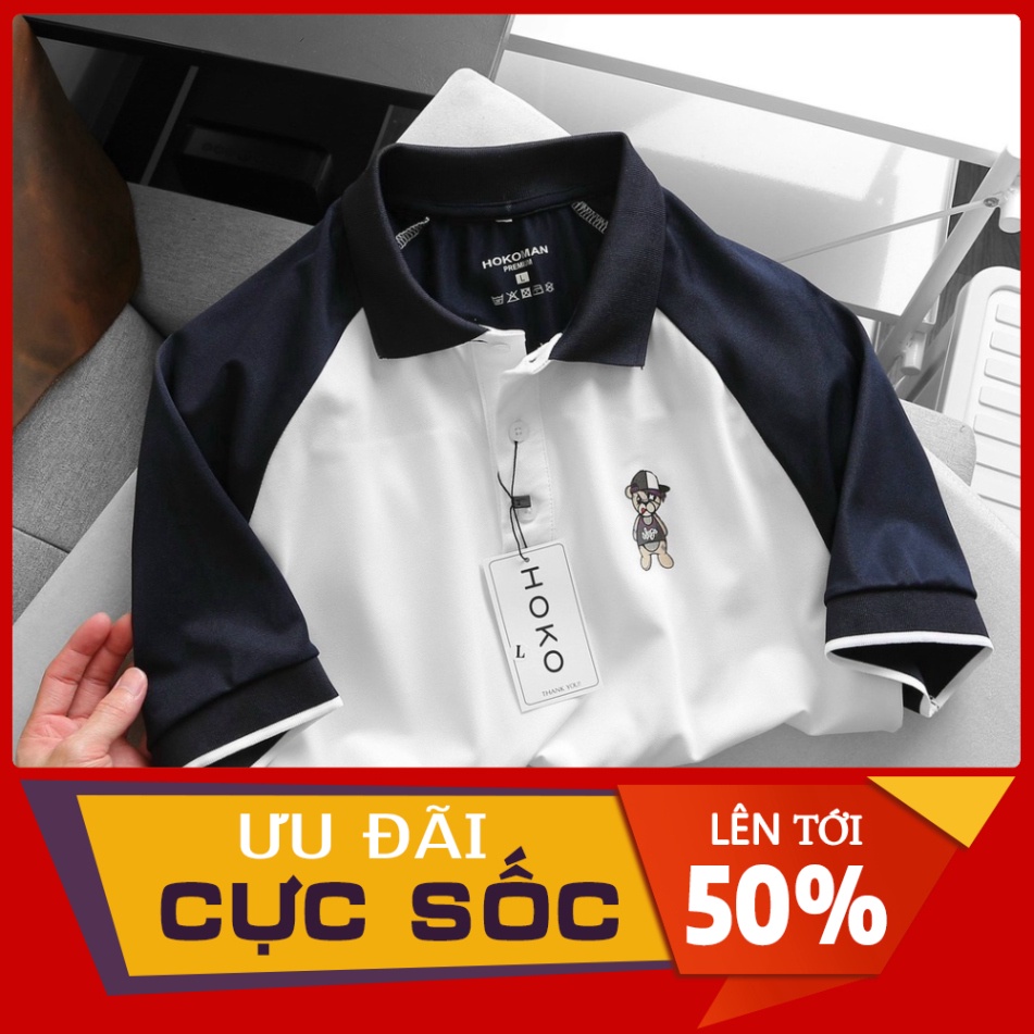 Áo thun cá sấu nam phối màu, áo thun polo nam có cổ thời trang vải mềm mịn, thấm hút tốt - HK229