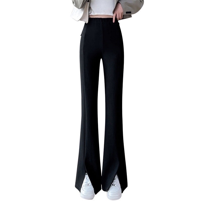 Quần ống loe xẻ gấu lưng cao 1khuy khóa trước kiểu dáng hàn quốc mã 89