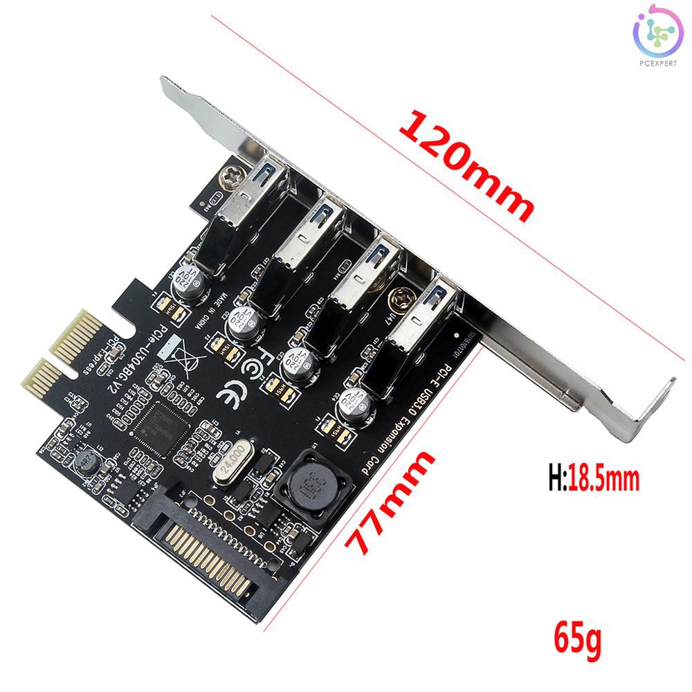 PCER♥Four Ports USB 3.0 Super Fast 5Gbps PCI-E Expansion Card PCI Express Adapter Converter Card Pow