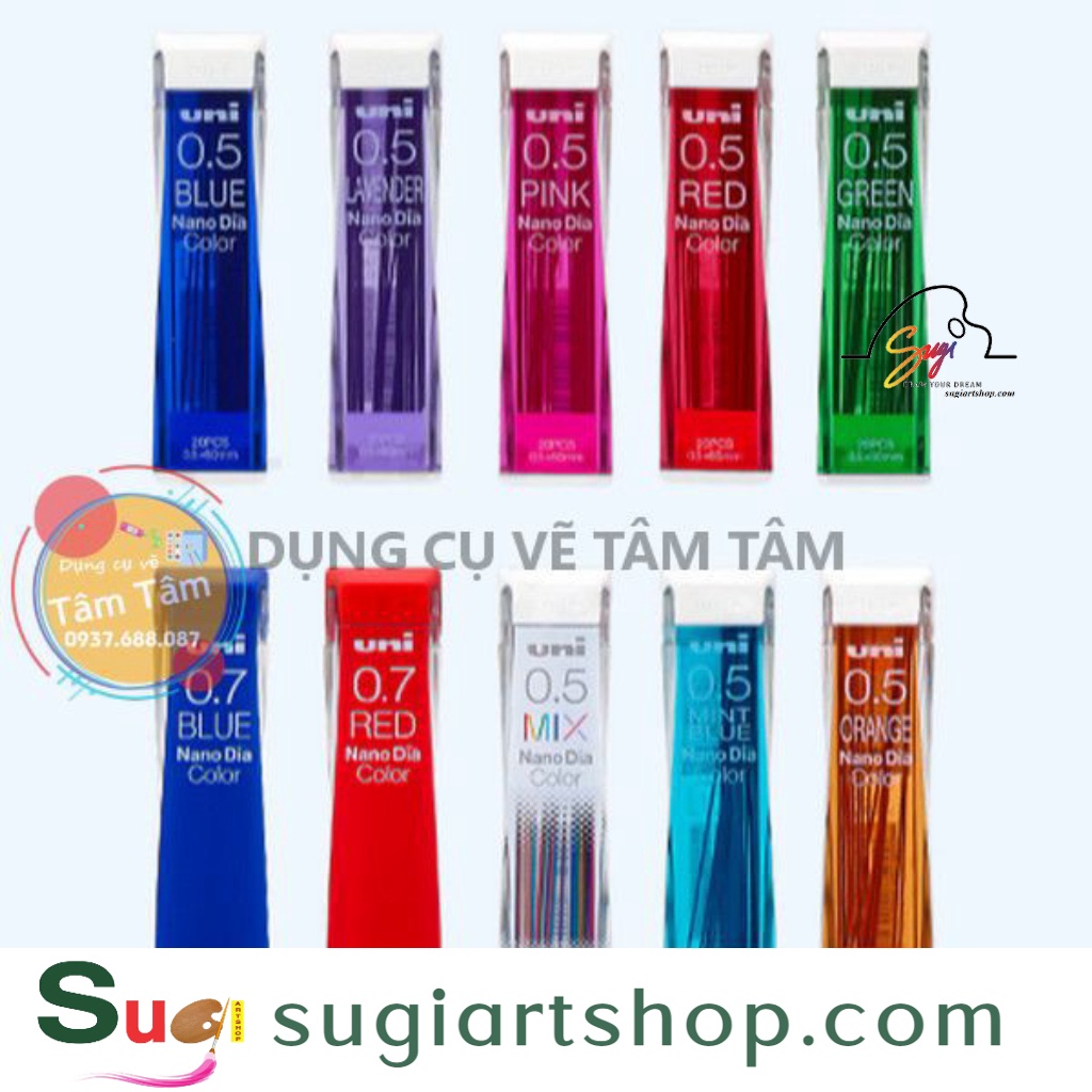 -Ruột chì màu UNI NANO DIA COLOR 0.5MM-