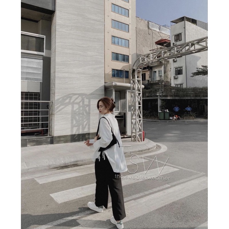 SƠMI TRƠN OVERSIZE ĐUÔI TÔM THẮT EO 🖤
