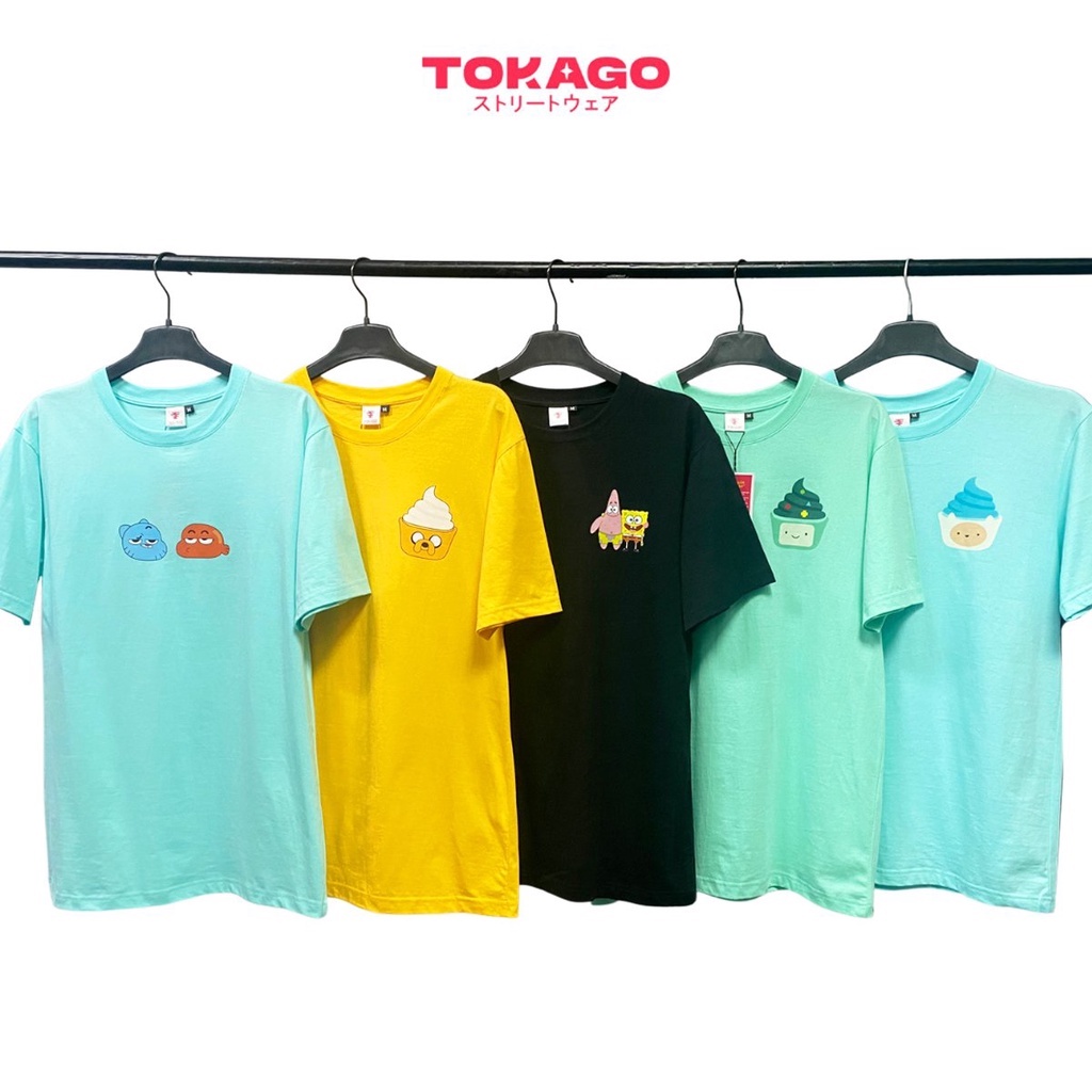 Áo thun unisex Tokago cartoon V2 tay lỡ, áo phông in nam nữ cotton oversize form rộng nhiều màu