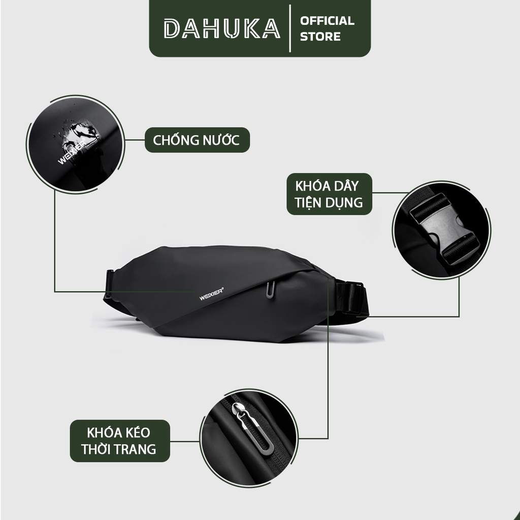 Túi Đeo Chéo, Đeo Hông Chống Nước Da PU Dành Cho Nam Nữ Unisex