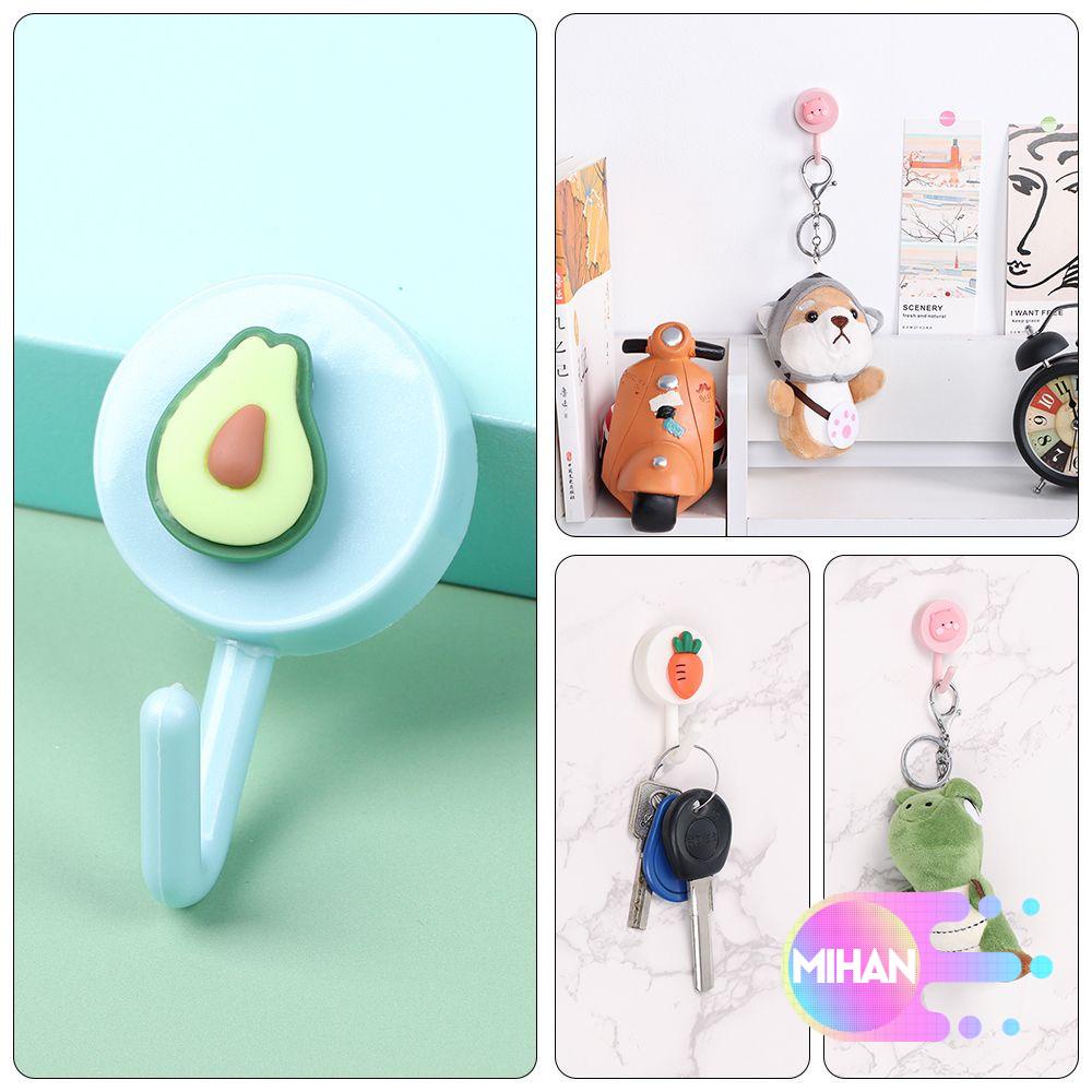 Móc treo đồ gắn tường bằng nhựa màu trơn không cần khoan lỗ