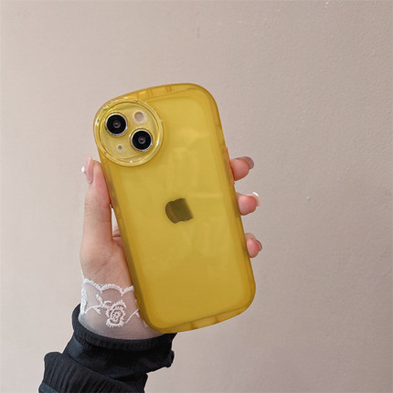 Kẹo màu vàng chanh Túi khí Dòng đơn giản Vỏ mềm IPhone 6S 7 8 Plus XR XS Max 11 Pro Ốp lưng nữ