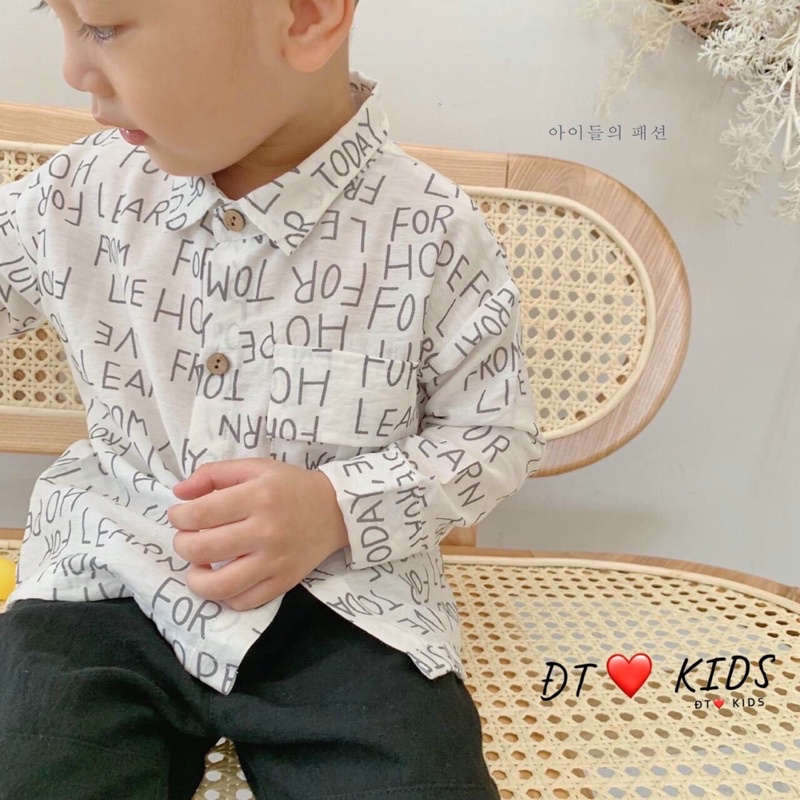 Bộ sơ Mi Cho Bé Từ 8-22kg ❤️ Áo chất Thô Mềm quần vải Nhung chéo siêu đẹp
