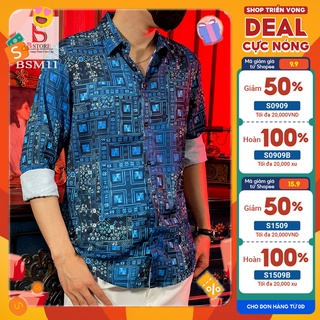 Áo Sơ mi nam dài tay cao cấp hoạ tiết thổ cẩm BSM11