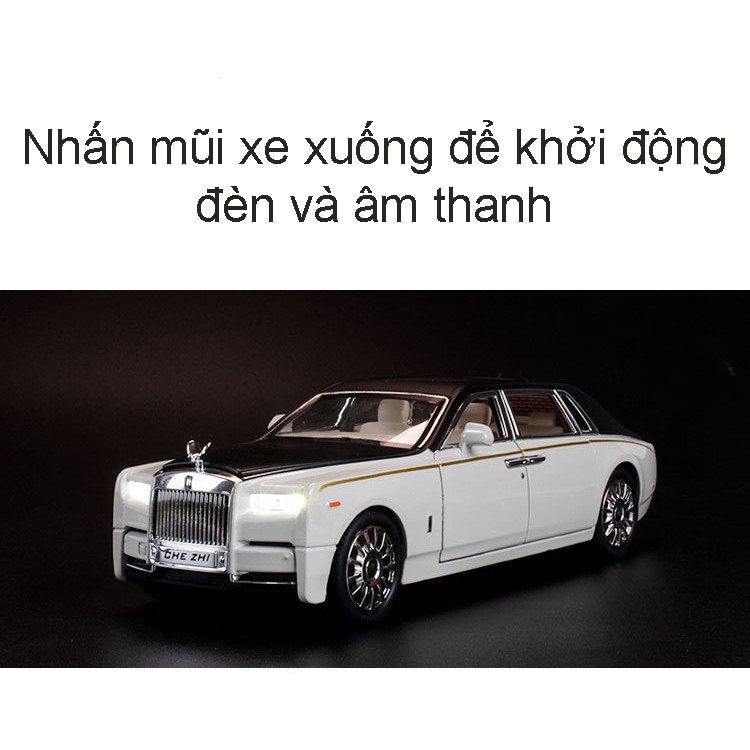 Xe mô hình Rolls Royce Phantom VIII tỉ lệ 1:24 hãng Chezhi khung kim loại, thiết kế tinh xảo như thật màu Đen, Trắng, Đỏ