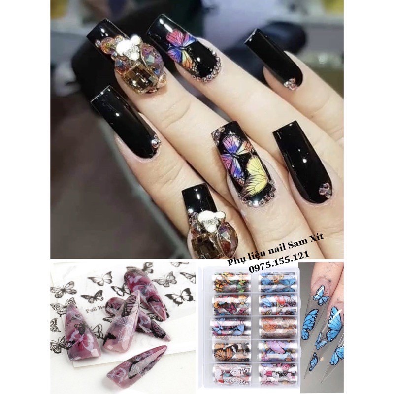 Hộp 10cuộn foil bướm dán móng cực đẹp